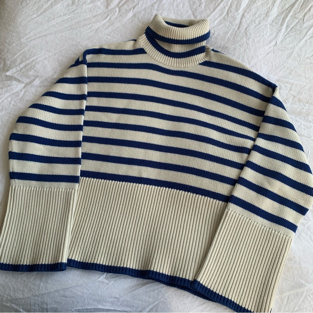 Toteme Signature Stripe Turtleneck Wool Cotton Ov… - image 2